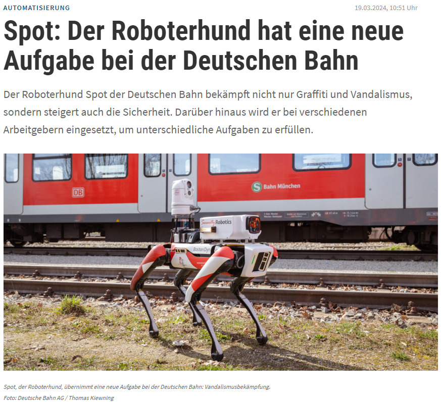 Ingenieur.de_Der Roboterhund hat eine neue Aufgabe bei der Deutschen Bahn - Spot on for the next step security on DB