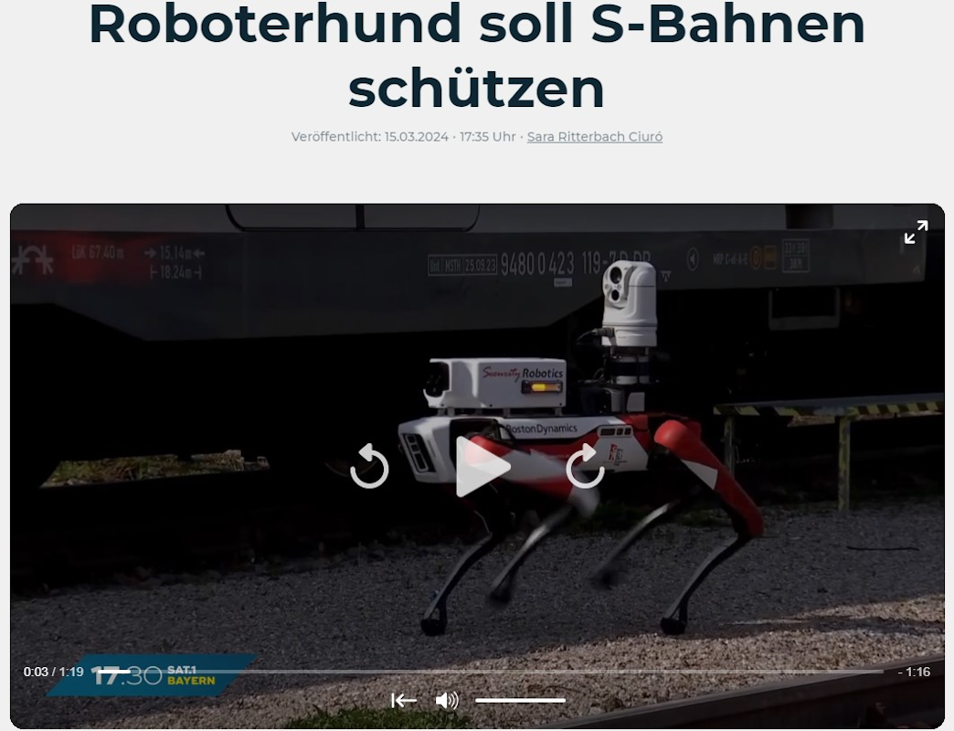 SAT1 Bayern_Roboterhund soll S-Bahnen schützen - Spot on for the next step security on DB