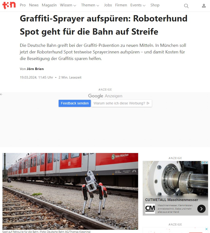 T3N_Graffiti-Sprayer aufspüren_Roboterhund Spot geht für die Bahn auf Streife - Spot on for the next step security on DB